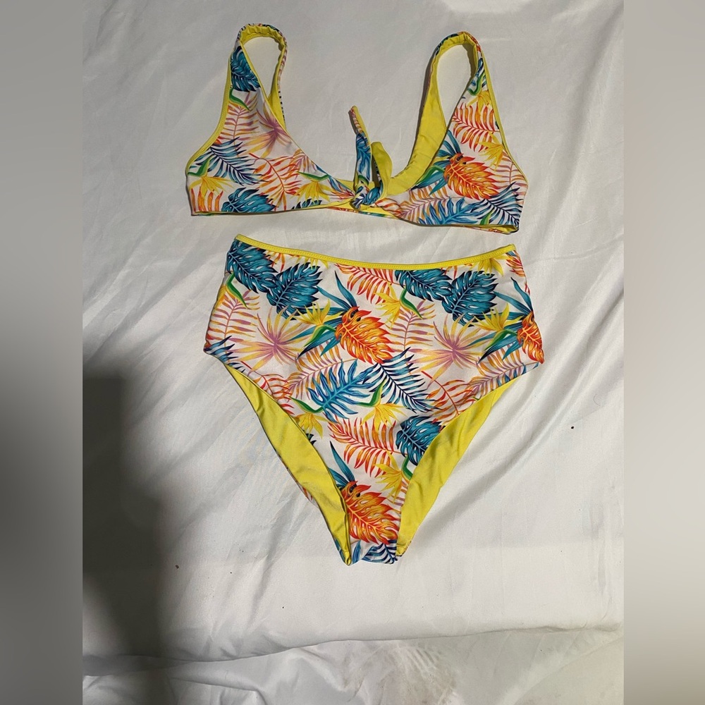 Joe Boxer Tropical Print Bikini - Yellow, Blue, Orange